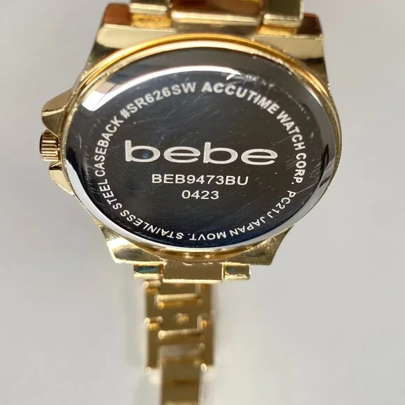 NIB Bebe Emerald Green & Gold Watch Earrings Locket Set - Picture 7 of 14